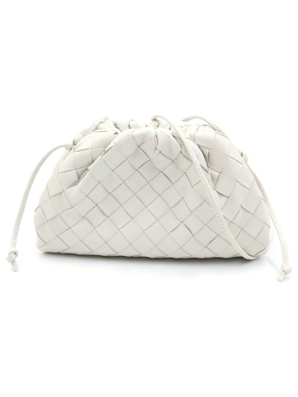 Bottega Veneta the Pouch 20 Intrecciato Kiss Lock Shoulder Bag White